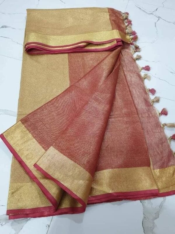 Tissue linen saree