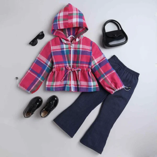 Flannel full sleeves hooded